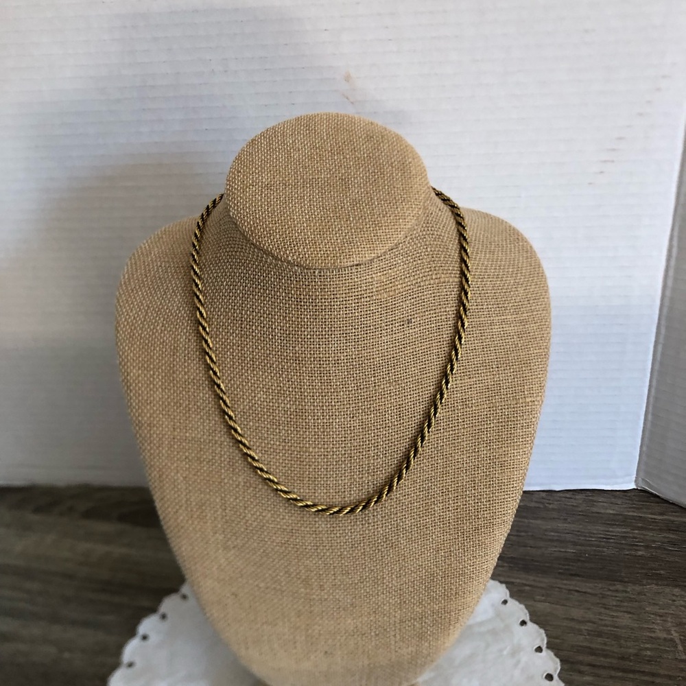 Vtg Gold Tone Twisted Rope Necklace